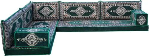 Vista 23 de arabicsofa Verde Juego de Asientos de Suelo Orientales Hechos a Mano – Sofá de Suelo Tradicional con Respaldo