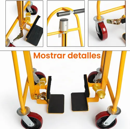Vista 7 de Juego de herramientas manuales para mover muebles (juego de 2), carrito móvil resistente, capacidad de 1300 libras, altura de elevación de 12