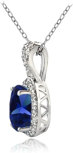 Vista 2 de B. BRILLIANT Collar de plata de ley auténtica, creada o simulada, con topacio blanco X y ovalada para mujer