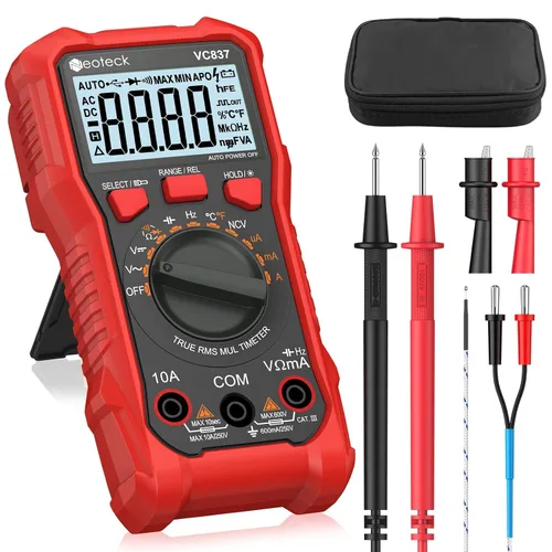 Vista 10 de Neoteck Multímetro digital TRMS de 6000Counts para 750VDC 1000VAC AC/DC Rojo