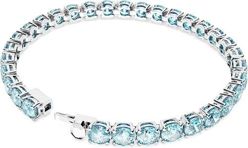 Vista 4 de Swarovski Matrix Tennis Bracelet, Round Cut Crystals, Pink, Blue, Black, Clear, Rhodium, Gold-Tone and Rose Gold-Tone Finishes