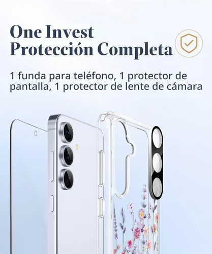Vista 7 de GVIEWIN Funda para Samsung Galaxy S25, transparente, delgada, no 1-Floratopia/Colorido