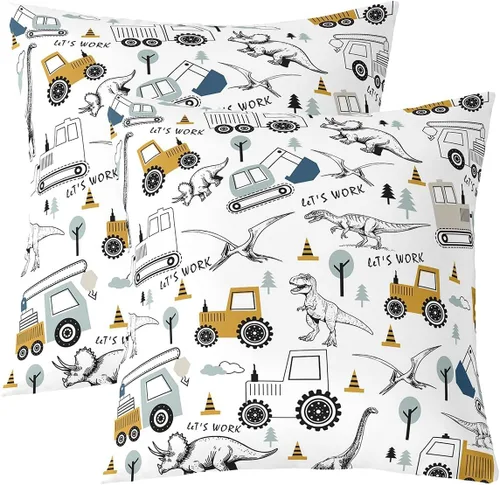 Vista 10 de Juego de 2 fundas de almohada de construcción de 16 x 16 pulgadas, fundas de almohada suaves para camiones, fundas de cojín para sala de estar