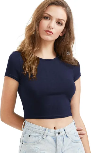 Vista 2 de SweatyRocks - Ombliguera básica de manga corta y cuello redondo para mujer