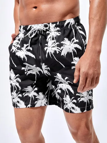 Vista 4 de Floerns Traje de baño bohemio para hombre con estampado gráfico y cordón en la cintura