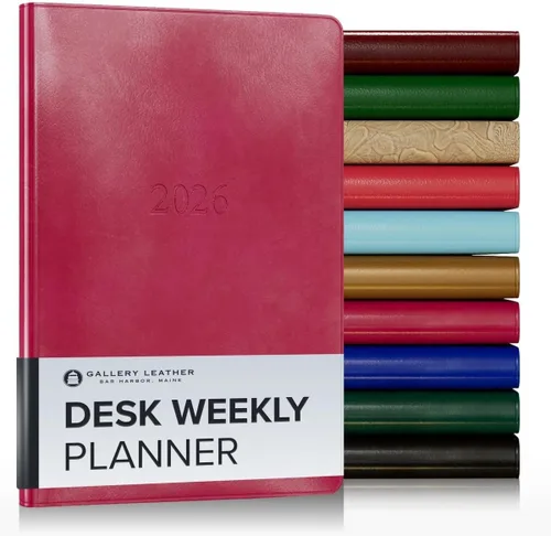 Vista 111 de Gallery Leather Planificador Semanal y Mensual Grande 2025-2026, Calendario Planificador y Cuaderno Elegantemente Encuadernado con Elegantes Bordes