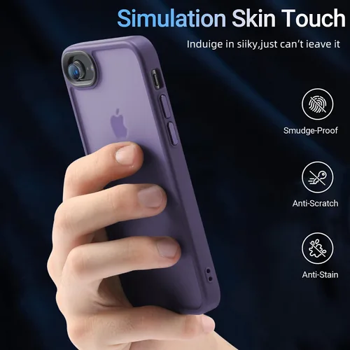 Vista 2 de Yriklso a prueba de golpes para funda de iPhone SE 2022 [Certificado de caída militar] Funda protectora delgada semitransparente con respaldo duro