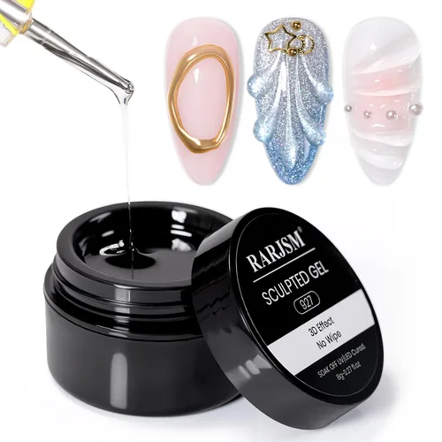 Vista 10 de RARJSM Esmalte de uñas de gel con pintura metálica oro bronce cromo 3D, efecto espejo reflectante brillante, gel de dibujo metálico pintado, 8 ml