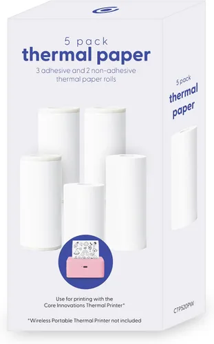 Vista 6 de Mini papel para impresora térmica, 3 calcomanías autoadhesivas + 2 rollos