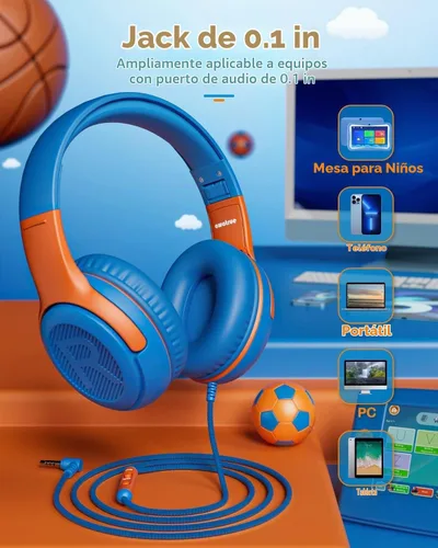 Vista 5 de awatrue AT2 2 auriculares para niños para viajes escolares, volumen seguro Paquete de 2 piezas