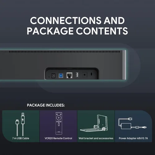 Vista 8 de Yealink UVC40-BYOD - Cámara de videoconferencia USB 4K 60FPS, certificado Teams Zoom, cámara web gran angular de 133° con 8 micrófonos y altavoces