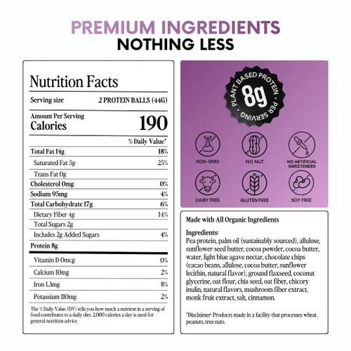 Vista 2 de Scott's Bolas de proteína, aperitivos a base de plantas con 0.31 onzas de alto contenido en proteínas, sin gluten, sin OMG, sin lácteos, bolas