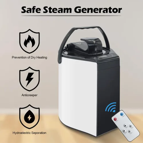 Vista 2 de Vaporizador de sauna, generador de vapor portátil, vaporizador de acero inoxidable de 3L para olla de sauna, sauna inteligente con botón táctil