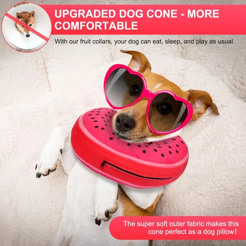 Vista 6 de Pitaya - Collar inflable para perro, cono de recuperación suave para perros y gatos grandes, medianos y pequeños, collar E ajustable, no bloquea