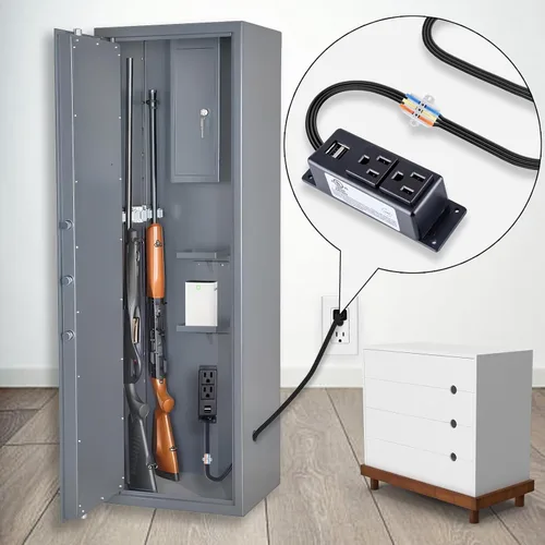 Vista 4 de Kit de toma de corriente eléctrica accesorio seguro para armas, toma de corriente segura con USB Certificado UL, cumple con la FCC