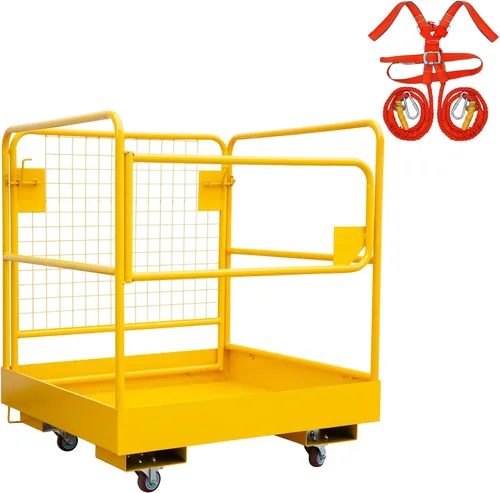 Vista 7 de Forklift Safety Cage 36"x36" Foldable Forklift Work Platform 1200 Lbs Carbon Steel Man Basket for Warehouse Factory Maintenance