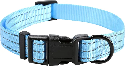 Vista 8 de Mile High Life - Collar para perro con rayas reflectantes 3M y correa de nailon, rojo, azul, verde, morado y rosa