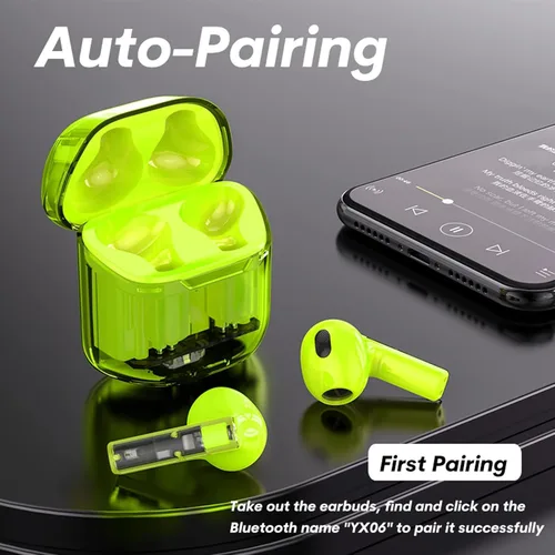 Vista 2 de Auriculares inalámbricos Bluetooth intraurales para iPhone Android transparente Blue Tooth 5.3 Ear Buds Deep Bass TWS Auriculares inalámbricos