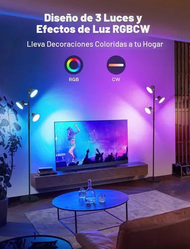 Vista 6 de SIBRILLE RGBCW Lámpara de Pie, Lámpara de 36W de Cambio de Color Brillante, Moderna Lámpara de Pie LED RGB Regulable Sin Escalones con Control