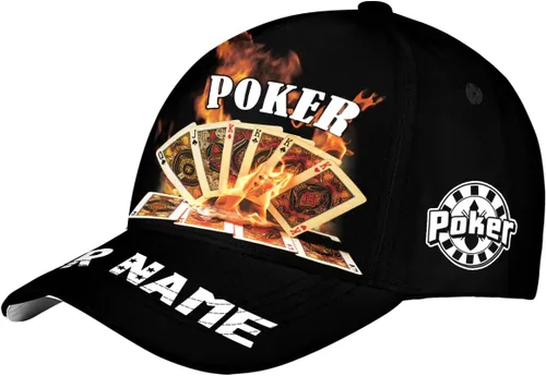 Vista 3 de ThuhaTree Store - Gorra de béisbol clásica con nombre personalizado para tarjetas de póquer, gorra de póquer