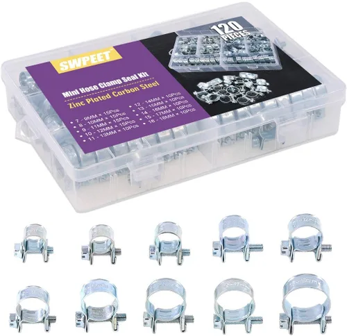 Vista 5 de Swpeet Kit surtido de 120 piezas de 10 tamaños chapado en zinc, mini línea de inyección de combustible, estilo de línea de inyección, perfecto