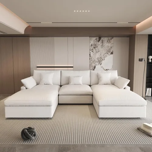 Vista 35 de WJShome Sofá Seccional Cloud Couch de 83 pulgadas para sala de estar, sofá seccional modular relleno de plumón, sofás en forma de L con otomana