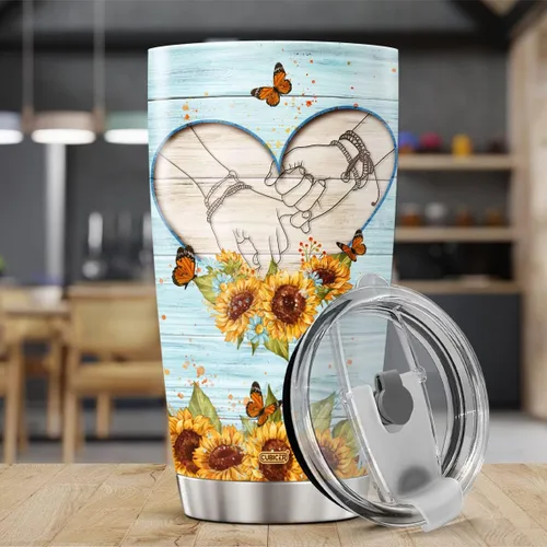 Vista 3 de CUBICER Vaso de café para parejas, taza de viaje floral con tapa, regalos de cumpleaños para mujeres, esposa, novias, adultos, vasos con aislamiento
