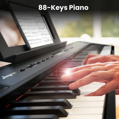 Vista 3 de Piano digital, piano de martillo con peso de 88 teclas, piano de teclado eléctrico portátil para principiantes/adultos con pedal de sostenimiento
