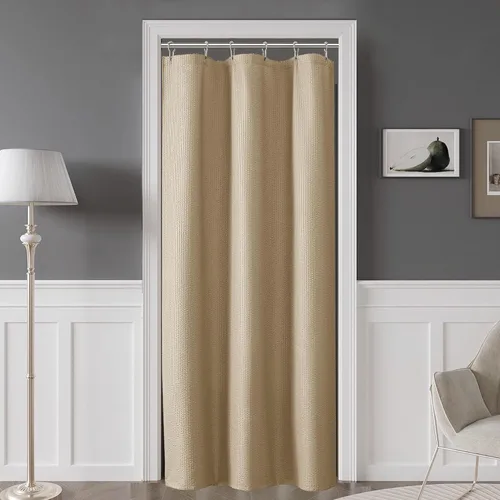 Vista 66 de OVZME Cortina de ducha de tela Berry Stall de 36 x 72 pulgadas, suave y gofre, pequeña cortina de ducha negra para baño con textura para un