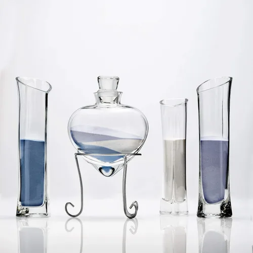 Vista 2 de Set de botellas para conservar arena con forma de corazón, para ceremonias, 8534
