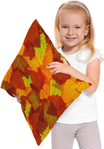 Vista 3 de Moslion Fundas de almohada de hojas de arce, funda de almohada de otoño con hojas de arce, 18 x 18 pulgadas, lona de algodón y lino, funda