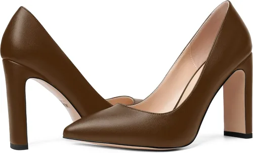 Vista 6 de SHOWFOREST Zapatos de tacón alto para mujer, sexy, con puntera puntiaguda, mate, de 4 pulgadas
