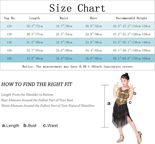 Vista 5 de Happy Cherry Vestido de lentejuelas con borlas para niña, falda de baile latino, disfraz brillante para niños, ballet, tango, rumba, ropa de baile
