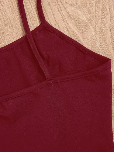 Vista 3 de SOLY HUX Top corto con tirantes delgados y dobladillo asimétrico para mujer