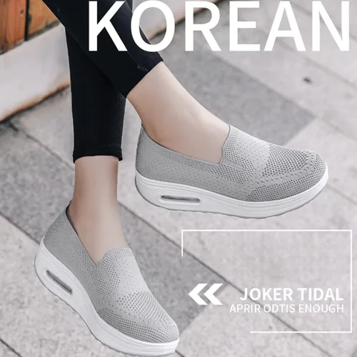 Vista 7 de Zapatos deportivos ortopédicos antideslizantes para mujer, zapatos deportivos de cuña para verano, con amortiguación de aire, de malla transpirable