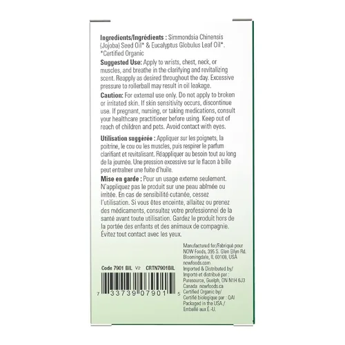 Vista 3 de NOW Foods Aceites esenciales, Eucalyptus Roll-On, Certificado Orgánico, Mezcla Clarificante, Destilado al Vapor, Aromaterapia Tópica, 0.3 fl oz