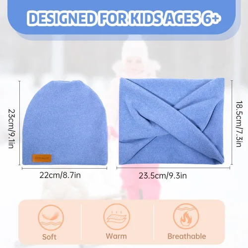 Vista 3 de Conjunto de 2 piezas de gorro y bufanda de invierno para niños y niñas, gorro con forro de satén para bebé