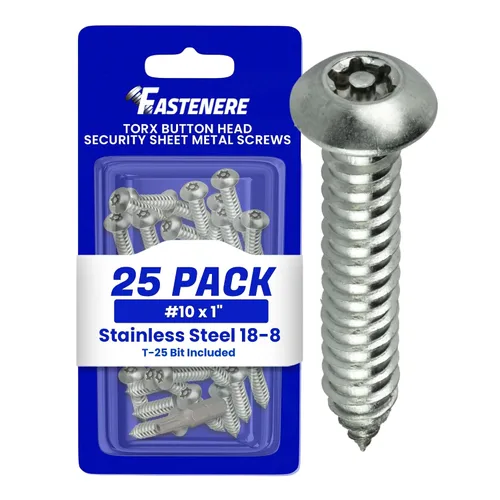 Vista 13 de Fastenere Tornillos de Chapa Metálica de Seguridad Torx - #6 x 1-1/2" (paquete de 25) con cabeza de botón, resistentes a manipulaciones, tornillos