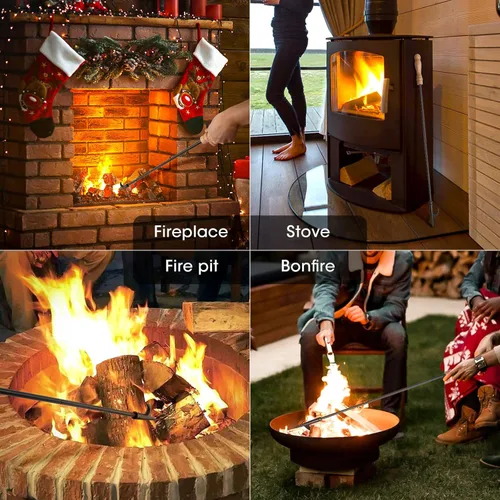 Vista 6 de Atizador de fuego para hoguera, atizador de chimenea de 32 pulgadas de acero sólido premium, atizador de fogata para chimenea, camping, estufa