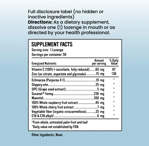 Vista 2 de Alkaline for Life Triple Zinc+ Pastillas - Fácil apoyo inmunológico diario, zinc de triple forma con vitamina C y saúco Ingredientes limpios, sin