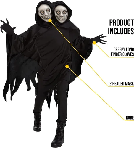 Vista 3 de Morph Disfraz de ghoul para adulto, disfraz de tomador de almas para adulto, disfraz de la parca para hombres adultos, dementor, disfraces de miedo