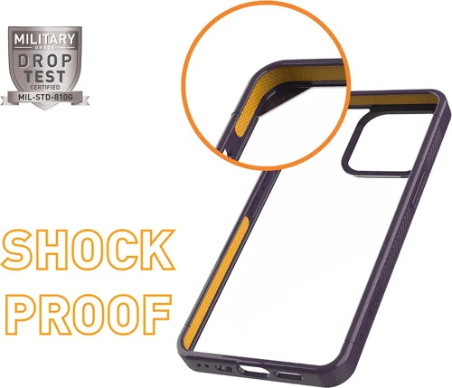 Vista 5 de Armor Funda Signature para iPhone 14 Pro (morado sombra con cinta naranja)