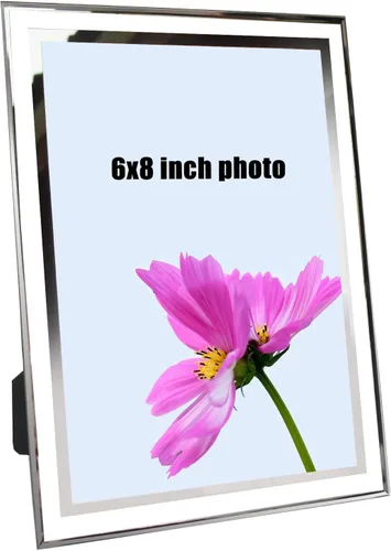 Vista 8 de ABAJI Marco de vidrio para fotos de alta transparencia, estilo vertical y horizontal para estante de escritorio y mesa de oficina, galería familiar