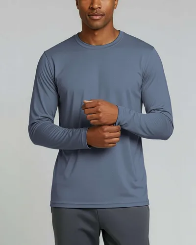 Vista 4 de Real Essentials Paquete de 3 y 5 Camiseta de manga larga atlética de secado rápido para hombre UPF SPF UV Sun (disponible en tallas grandes y altas)
