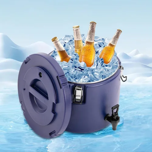 Vista 8 de Enfriador de bebidas aislado de 5.3 galones, dispensador con interior de acero inoxidable y boquilla, enfriador deportivo portátil para campamento