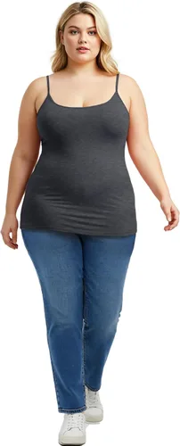 Vista 73 de Emmalise Camisola larga casual básica para mujer, con tirantes ajustables, top en capas