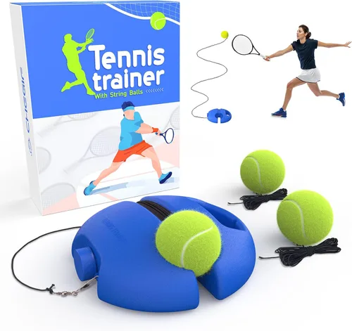 Vista 11 de Tennis Trainer Rebound Ball with 3 String Balls, Portable Tennis Training Tool Suitable for Beginners Sport Exercise-Blue