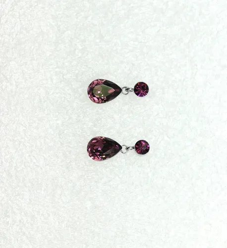 Vista 4 de Faship Precioso conjunto de pendientes y collar floral de cristal