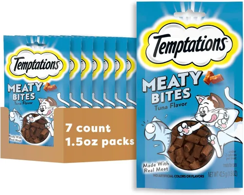 Vista 15 de Temptations Meaty Bites - Golosinas sabrosas y suaves para gatos, sabor a pollo, bolsa de 4.12 onzas