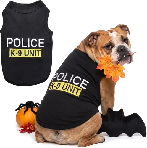 Vista 14 de Camiseta para Perro Parisian Pet - Camiseta Bordada FBI - 100% Algodón, Ropa Transpirable para Perros - Chaleco para Mascotas Sin Mangas - Camisas